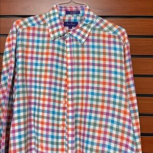 Alan Flusser Vibrant Plaid Linen-Cotton Shirt
